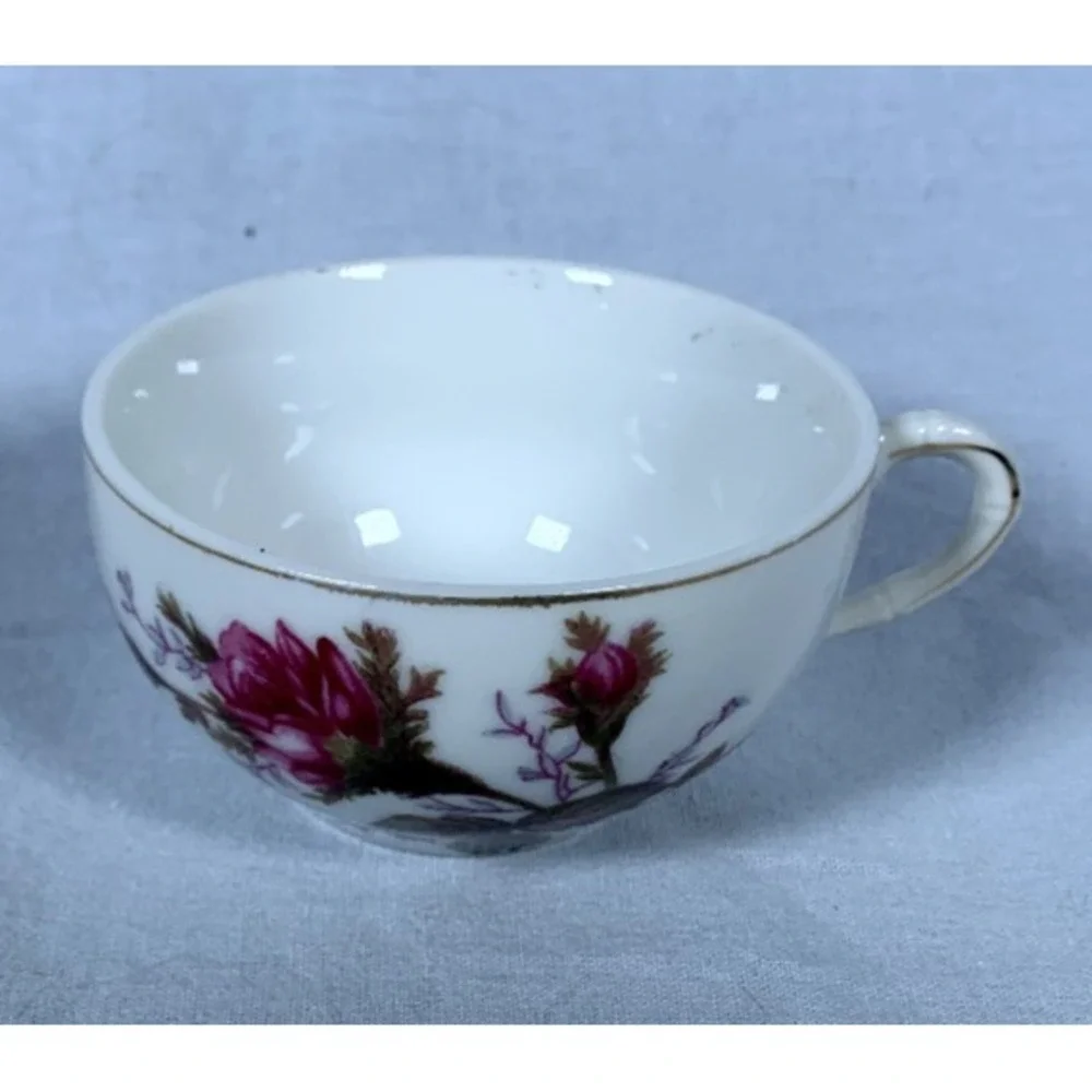 15 Pc Mini Porcelain Moss Rose Dish Set Hand Painted Gold Trim Japan
